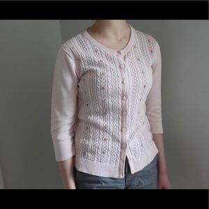 Vintage Old Navy Pink Embroidered Cardigan Size M